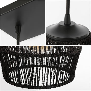 Ibiza Island 30" Seagrass/Metal Bohemian Coastal LED Pendant - JONATHAN Y